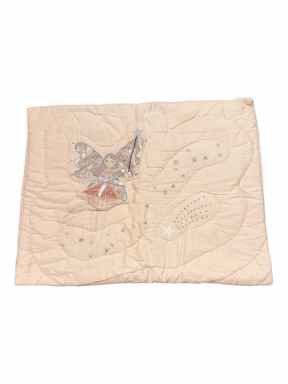 Pottery Barn Kids Celeste Fairy Standard Sham Pink Quilted Sequin Applique